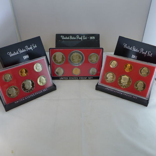1979-1981 Proof Sets - 3 Sets with SBA Dollar