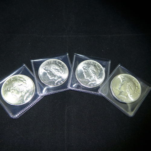 1922 - 1925 BU Peace Silver Dollars (4 Pcs) BU MS60 or Better