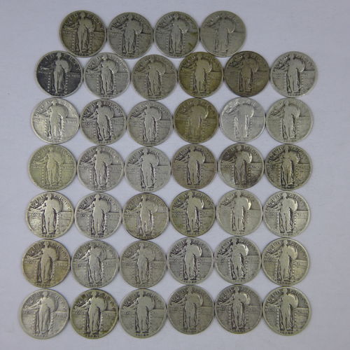 Lot of 40 Silver Standing Liberty Quarters (Roll) All Full Dates, some mint marks