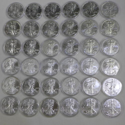 1986-2024 BU American Silver Eagles Complete Set (39 Coins)