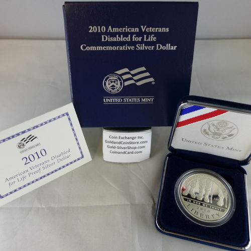 2010 American Veterans Disabled for Life Proof Silver Dollar