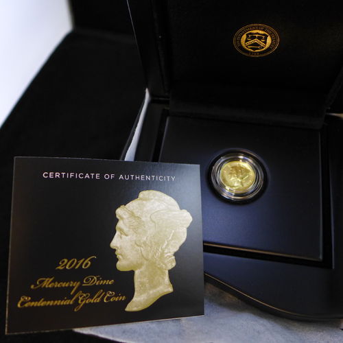 2016 Centennial Gold Coin Mercury Dime - 1/10 oz .9999 Gold