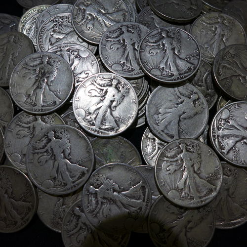 Lot of 100 - 90% Silver Walking Liberty Halves - AG-VG Mostly 40's some earlier.