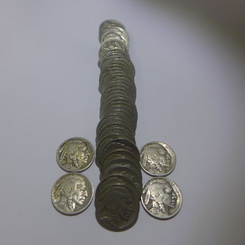 Buffalo Nickels, (Roll of 40) Full 4 Digit Dates w/5 from the 20's