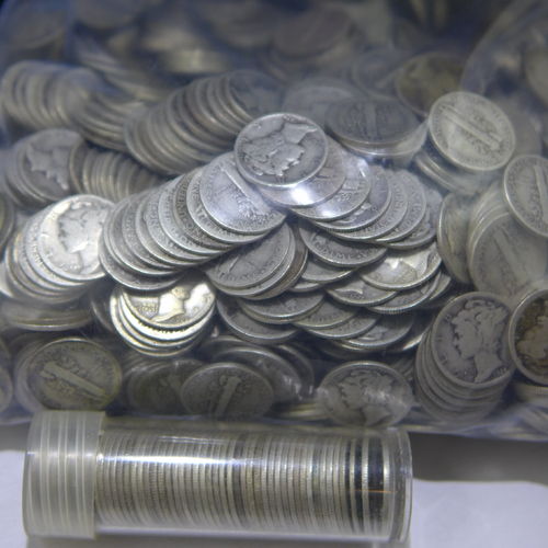 Mercury Dimes (1 Roll, 50 Coins) Mixed Dates from the 20's