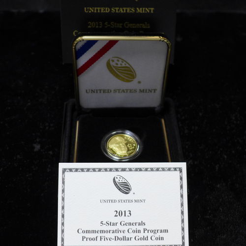 2013 W Gold $5 Proof Commemorative 5-Star Generals (w/Box & COA)