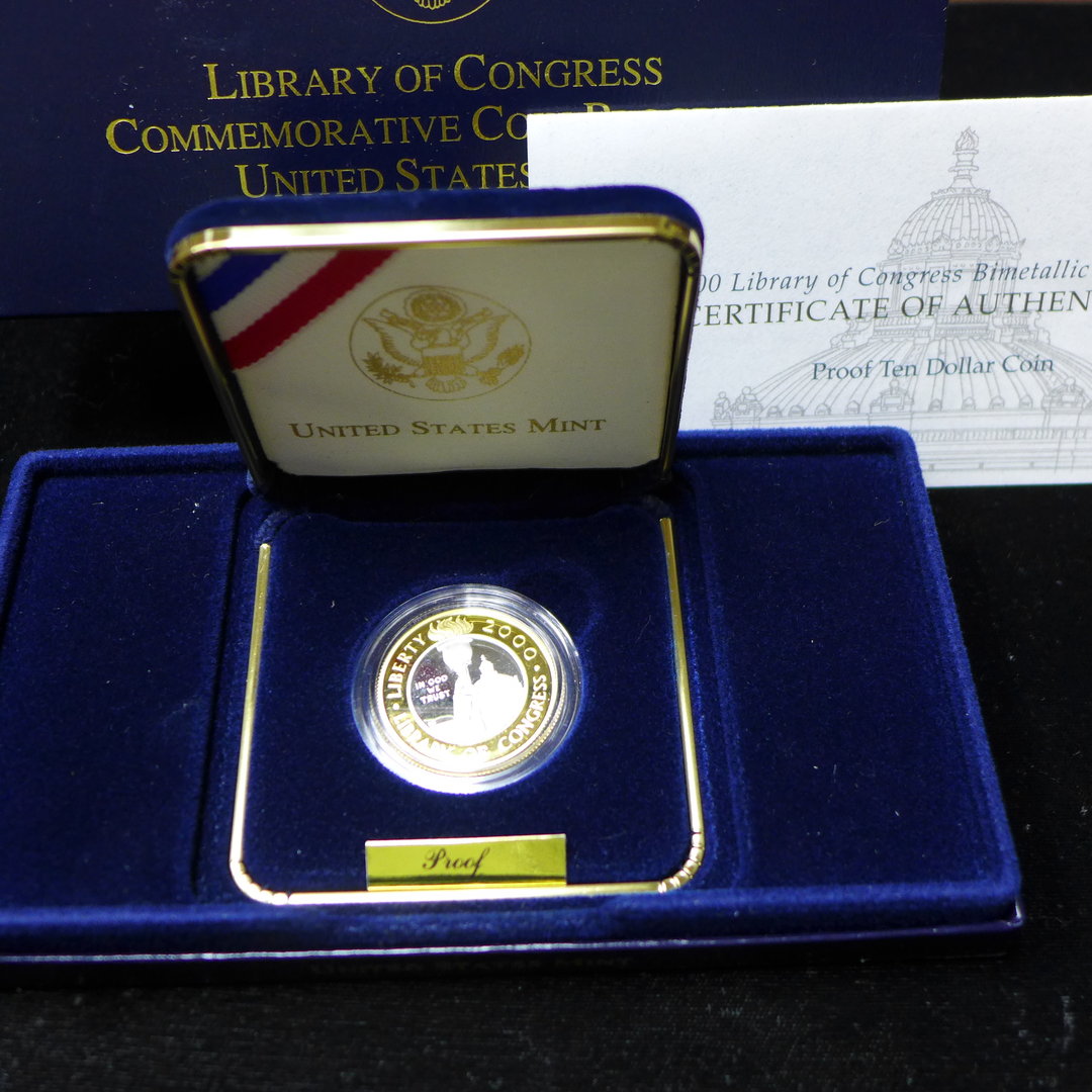 2000 Library of Congress Commemorative Proof Silver Dollar Coin In Box w/ COA 