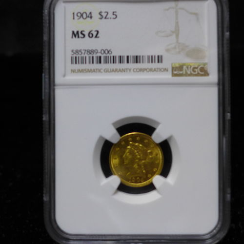 1904 $2.5 Gold Liberty Head NGC MS62