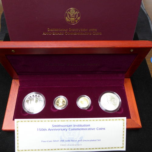 1996 Smithsonian Intuition 150th Anniv 4 Pcs Commemorative Gold & Silver Set Proof & BU