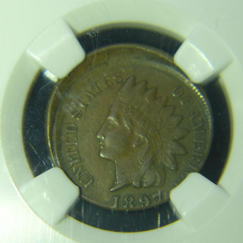1897 Indian Head Cent - 10% off Center - NGC AU55 BN