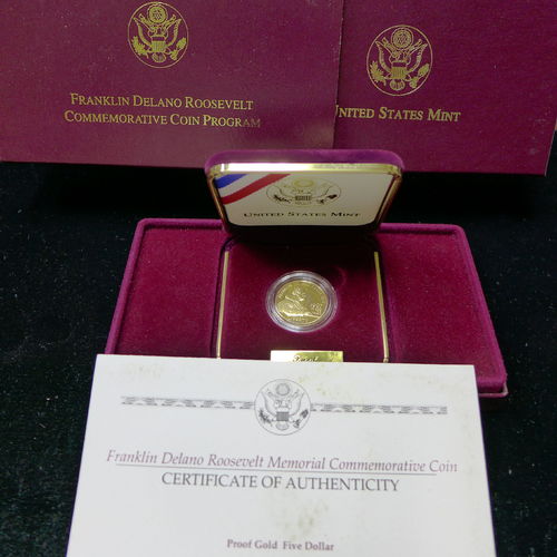 1997 $5 F.D.R. Commemorative Gold .2418oz Fine Gold