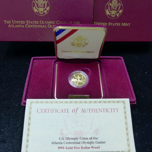 1995 W $5 Olympic Torch Runner Commemorative Gold .2418oz Fine Gold