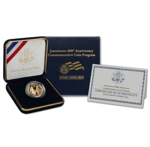 2007-W US Gold $5 Jamestown 400th Anniversary Commemorative Proof (w/Box & COA)