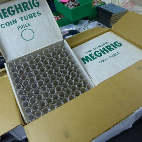 Full Case 10 Boxes Meghrig Coin Tubes US Nickel Size Box, NOS 100 ct 1000 Pieces