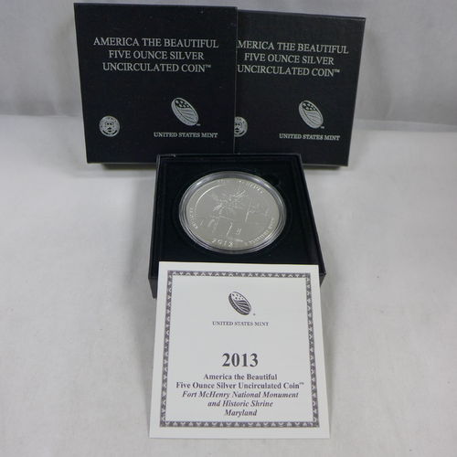 2013 ATB 5 oz Silver Uncirculated Coin NQ8 Fort McHenry National Monument