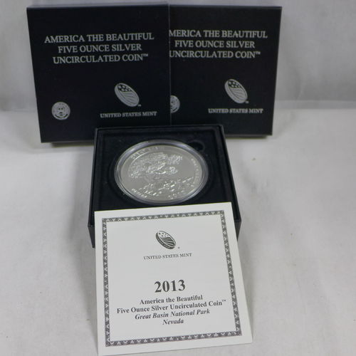2013 ATB 5 oz Silver Uncirculated Coin NQ7 Great Basin NP Nevada