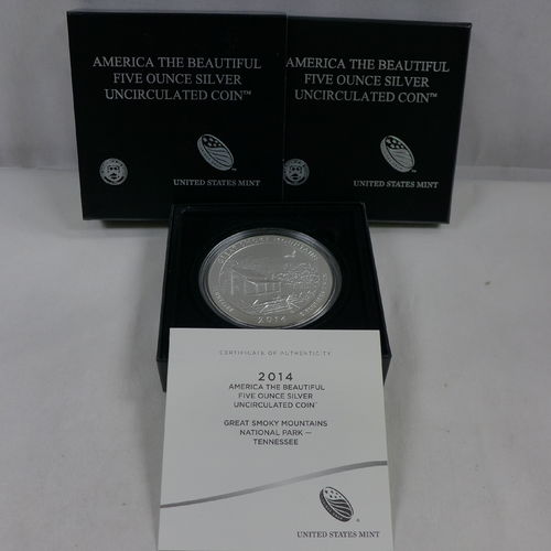 2014 ATB 5 oz Silver Uncirculated Coin NR1 Great Smoky Mountains NP