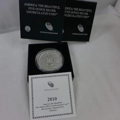 2010 ATB 5 oz Silver Uncirculated Coin NP1 Hot Springs National Park - Arkansas