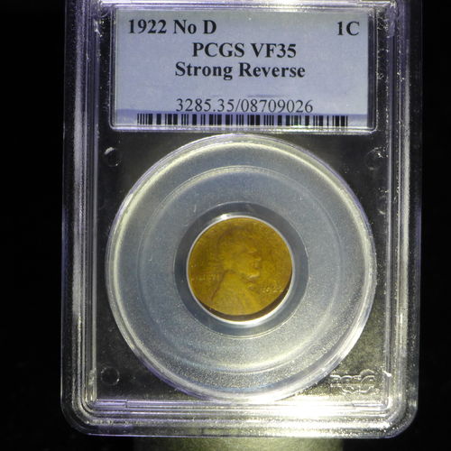 1922 No D Lincoln Wheat Cent - Strong Reverse - PCGS VF35