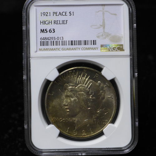 1921 Peace Silver Dollar NGC MS63 High Relief