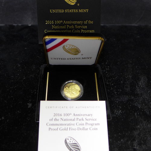 2016 W $5 Gold100th Anniversary of the National Park Service Proof (Box & COA)