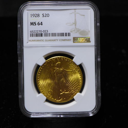 1928 $20 Gold Saint Gaudens NGC MS64