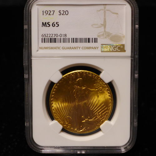1927 $20 Gold Saint Gaudens NGC MS65